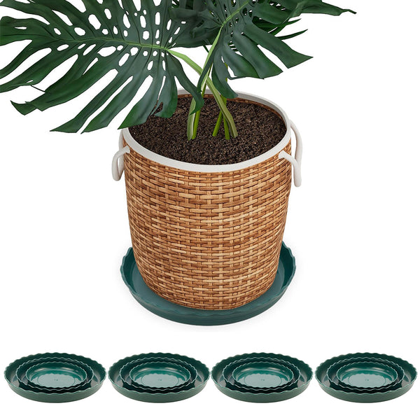 12Pcs Round Plastic Plant Saucers – Durable Flower Pot Trays for Indoor & Outdoor Garden