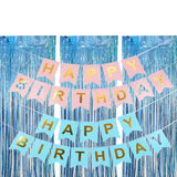 Set of 3Pcs 2M Fringe Curtain Backdrop Curtain Photo Booth Props Streamers Party Decorations Blue