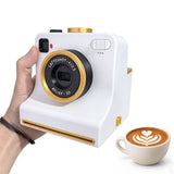 Camera Shaped Latte Art Stencil Retro Coffee Tool for Cafe Barista White