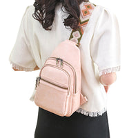 Women Sling Bag PU Leather Crossbody Bag Shoulder Bag Pink
