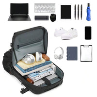 Large Travel Backpack Water Resistant Laptop Backpack Camping Rucksack With Separate Shoe Pocket Black