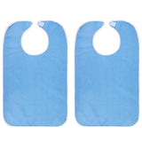 2 Pack Bibs for Men Women Washable Clothing Protector Bibs with Hook and Loop Closure for Meals Cooking Crafts Daily Activities Blue