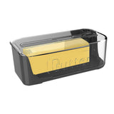 Plastic Butter Dish with Lid and Scale Line Butter Container with 180 Degrees Rotating Sealing Flip-Top for Countertop Fridge Black