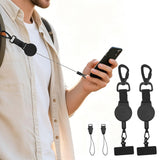 2Pcs Retractable Phone Tether with Lockable Carabiner Travel Tether for Phone Cases Keys ID Badges