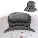 Bath Pillow with Suction Cups for Tub Neck and Back Support Gray