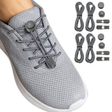 2 Pairs Elastic Shoe Laces No Tie Shoe Laces Tieless for Adults Elderly Gray