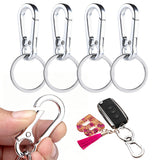 4 Pcs Metal Keychains Keyring Clip Holder Organizer for Home Car Keys Silver