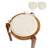 2 PCS 30CM Round Sponge Chair Cushions with Ties for Stools Beige
