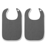 2 Pack Bibs for Men Women Washable Clothing Protector Bibs with Hook and Loop Closure for Meals Cooking Crafts Daily Activities Gray