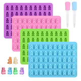 4 Packs Bear Silicone Ice Cube Moulds with 2 Droppers 200 Cavities Candy Molds for Chocolate Gummies Jelly