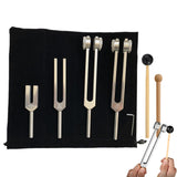4PCS Set Aluminum Alloy Tuning Forks with Storage Bag Resonance Sound Forks for Yoga Meditation