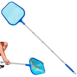 Pool Skimmer Net with Telescopic Aluminum Pole Mesh Leaf Net Cleaner for Swimming Pool Spa Hot Tub Fountain Fish Tank