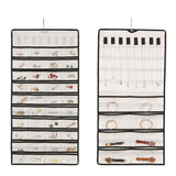 2Pcs 48-Pocket Jewelry Hanging Organizer Roll-Up Dual-Sided Storage Holder for Earrings Necklaces Bracelets White
