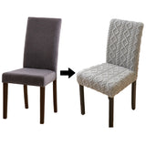 Set of 4Pcs Stretch Dining Room Chair Covers Jacquard Chair Slipcovers Removable Washable Gray