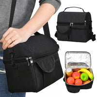 Insulated Lunch Bag Lunch Tote Lunch Box Baby Milk Carrying Bag for Work Picnic Hiking Black