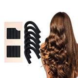 6Pcs Set Heatless Hair Curlers Flexible Hair Curling Rods Overnight Curls Hair Styling Tools Black