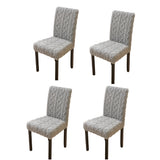 Set of 4Pcs Stretch Dining Room Chair Covers Jacquard Chair Slipcovers Removable Washable Gray
