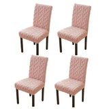 Set of 4Pcs Stretch Dining Room Chair Covers Jacquard Chair Slipcovers Removable Washable Pink