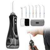 Cordless Electric Water Flosser Oral Irrigator Teeth Cleaning Device Teeth Cleaner with 7 Jet Tips Black