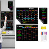 Magnetic Black Dry Erase Calendar Set Monthly Daily Planner Whiteboard Sheet for Fridge