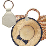 Magnetic Hat Clip for Travel PU Leather Hands Free Sunhat Clip on Bag Luggage Backpack Bag Accessory Beige