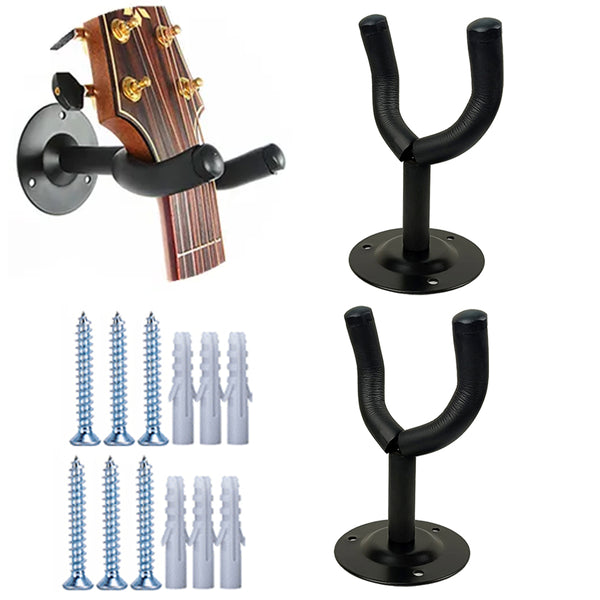 2 Pcs Wall Mount Guitar Hanger Guitar Holder Rack Instrument Display Bracket Round