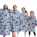Oversize Hooded Blanket Wearable Printed Hoodie Blue