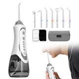 Cordless Electric Water Flosser Oral Irrigator Teeth Cleaning Device Teeth Cleaner with 7 Jet Tips White