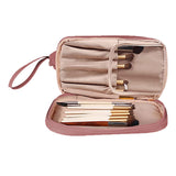 PU Leather Makeup Bag Double Layer Cosmetic Bag Travel Makeup Bag Pink