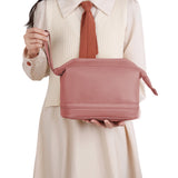 PU Leather Makeup Bag Double Layer Cosmetic Bag Travel Makeup Bag Pink