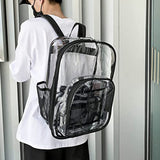PVC Transparent Backpack Water-Resistant Clear Bookbag for Boys and Girls Black