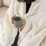Flannel Blanket Soft Warm Throw Blanket Beige