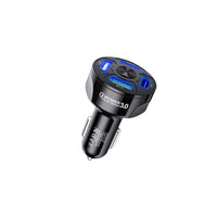 1 Pack 4 USB Port Fast Charging Car Charger Black