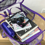PVC Transparent Backpack Water-Resistant Clear Bookbag for Boys and Girls Purple