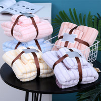 Coral Velvet Quick Dry Bath Towel and Towel Set-Light Pink