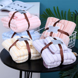 Coral Velvet Quick Dry Bath Towel and Towel Set-Light Pink