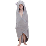 Cartoon Kids Bath Towel Soft Hooded Kids Towel Grey