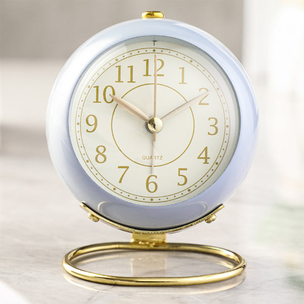Travel Alarm Clock Classic Silent Desk Snooze Night Light Clock Blue