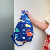 FancyGrab Sling Bag Shoulder Chest Bag – Girls & Boys School Bag Navy Dinosaur