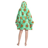 Oversize Hooded Blanket Wearable Printed Hoodie Green