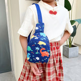 FancyGrab Sling Bag Shoulder Chest Bag – Girls & Boys School Bag Navy Dinosaur