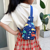 FancyGrab Sling Bag Shoulder Chest Bag – Girls & Boys School Bag Navy Dinosaur