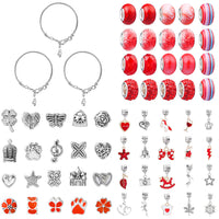63Pcs Christmas DIY Bracelet Making Kit Pendant Bracelet Ornaments Red