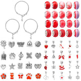 63Pcs Christmas DIY Bracelet Making Kit Pendant Bracelet Ornaments Red