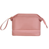 PU Leather Makeup Bag Double Layer Cosmetic Bag Travel Makeup Bag Pink
