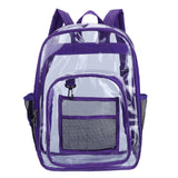 PVC Transparent Backpack Water-Resistant Clear Bookbag for Boys and Girls Purple