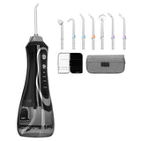 Cordless Electric Water Flosser Oral Irrigator Teeth Cleaning Device Teeth Cleaner with 7 Jet Tips Black