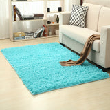 Floor Shaggy Fluffy Area Rug Modern Soft Shag Mat for Bedroom Living Room Blue