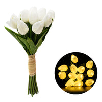 12Pcs Set Tulips Artificial Flowers LED Night Light White