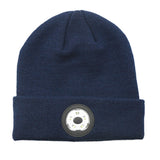Wireless Bluetooth Beanie Hat with Head Light Wireless Stereo Headphone Navy Blue